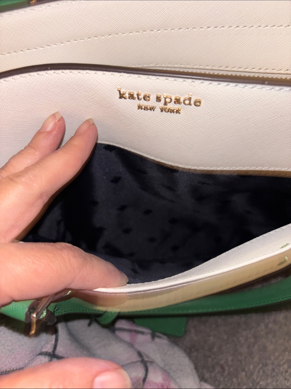 kate spade Navy, White & Green Saffiano Leather Tote - Picture 10 of 10